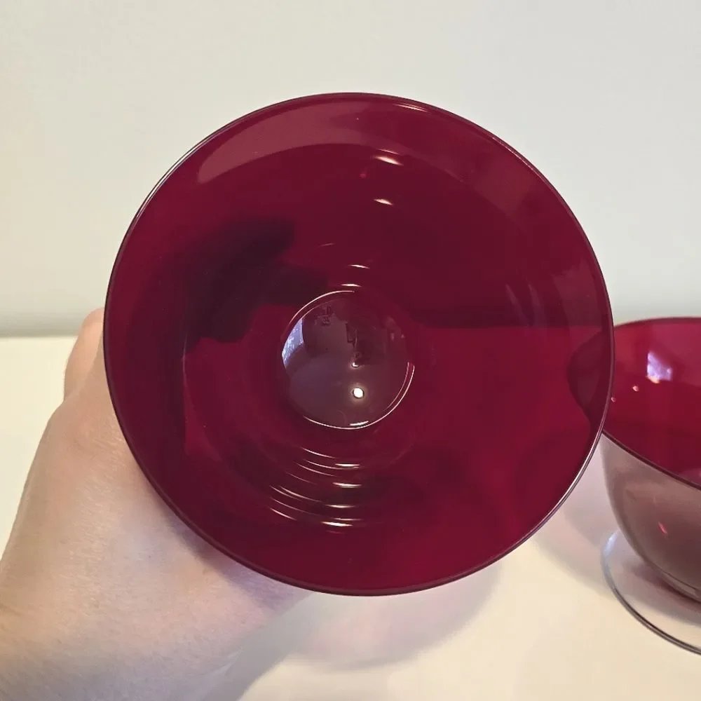 Morgantown Monroe Red Crystal Glass Footed Dessert Bowls 3/4